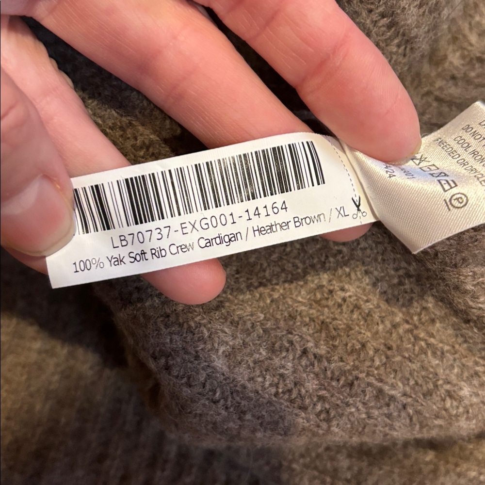 QUINCE XL Heather Brown 100% Yak Wool Soft Rib Crew Cardigan Sweater - Picture 8 of 8